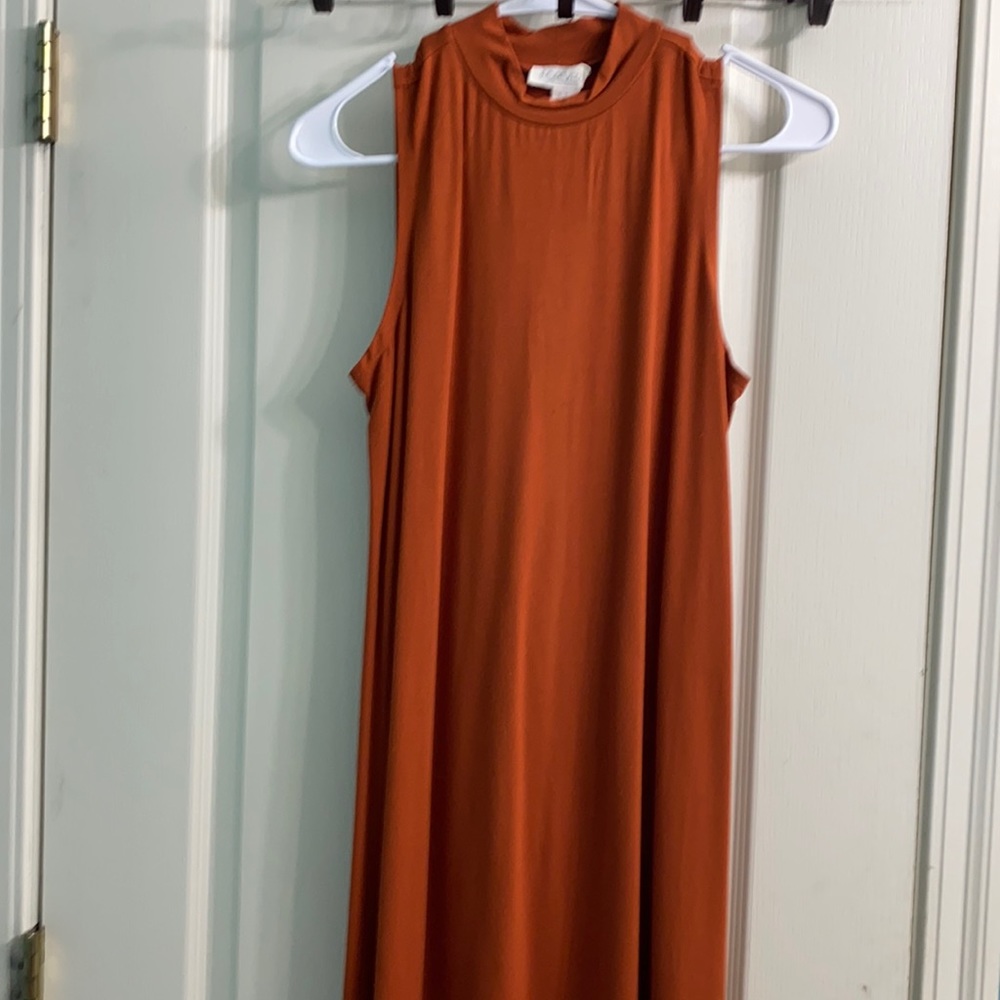 Rust/pumpkin colored casual fall dress
